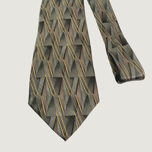 Umberto Bossi Roma Milano Men Silk Tie Gray Gold Geometric Formal Wedding Office